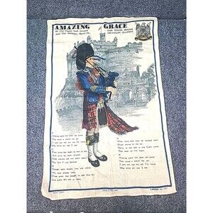 Vintage Amazing Grace Waterloo Royal Scots Ireland 29”x 19” Tea Towel / linen.